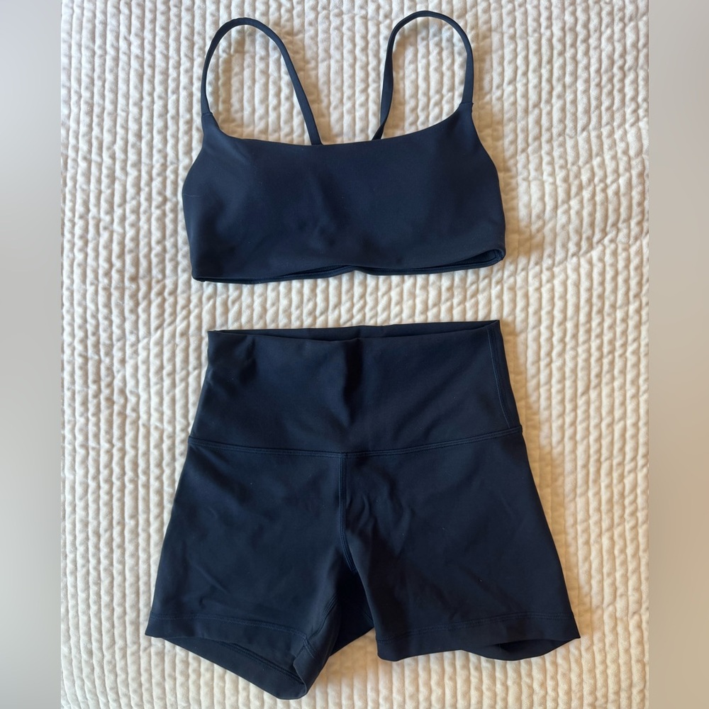 Wunder Train Strappy Racer Bra and High Rise Short set - Size 6